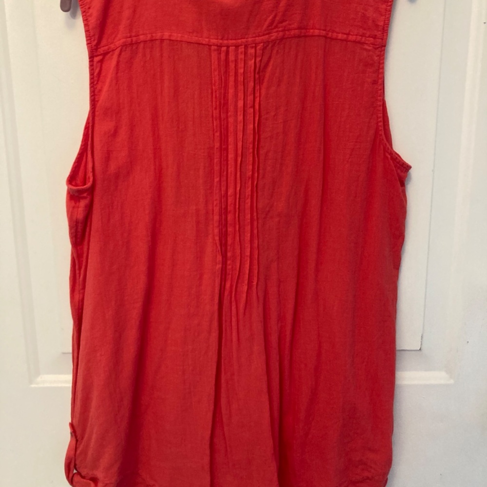 Style & Co XL Coral Beading and Embroidery Cotton Gauze Button-up Tunic Tank - Picture 2 of 6